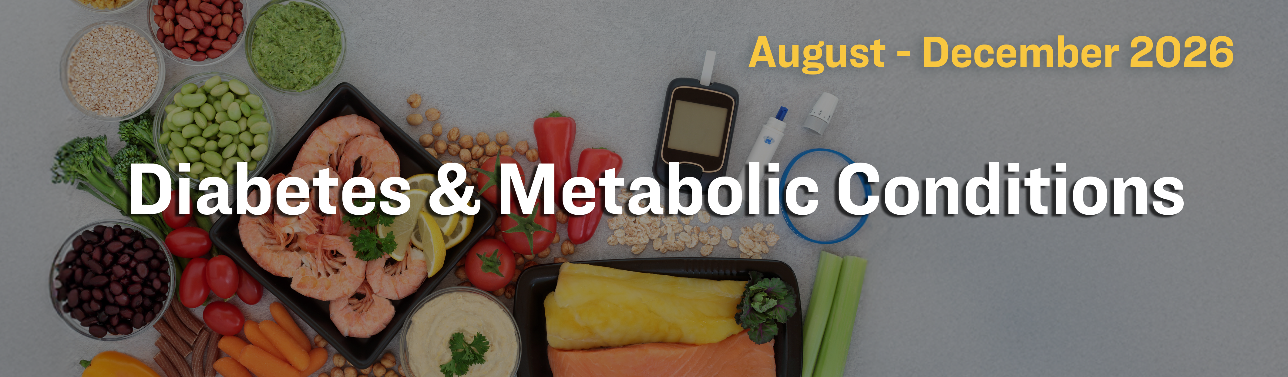 Healthy foods alongside a glucose meter and test strips representing diabetes management, metabolic health, blood sugar monitoring, and nutrition-based patient care